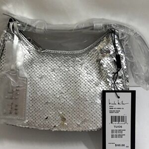 Nicole Miller Sequin Silver Small Handbag Purse‎ NEW WITH TAGS MSRP $60